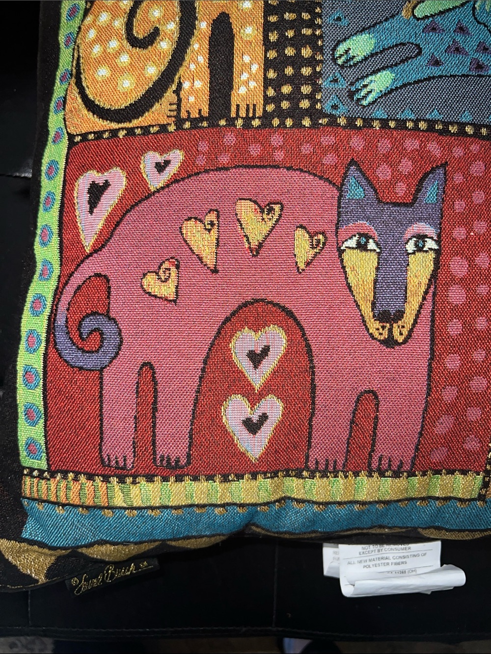 Laurel Burch Mythical Dog Decorative Pillow - Picture 9 of 10